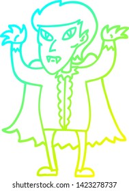 cold gradient line drawing of a cartoon vampire
