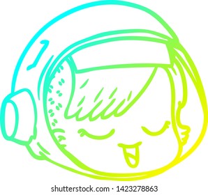 cold gradient line drawing of a cartoon astronaut face