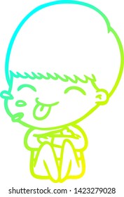 cold gradient line drawing of a cartoon rude man