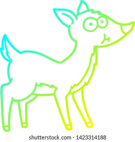 cold gradient line drawing of a cartoon deer
