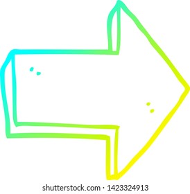 cold gradient line drawing of a cartoon pointing arrow