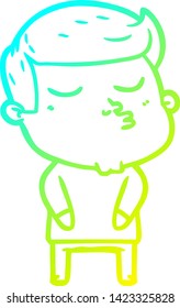 cold gradient line drawing of a cartoon model guy pouting