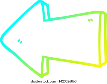 dibujo de línea de degradado frío de una flecha señaladora de dibujos animados