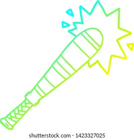 cold gradient line drawing of a cartoon baseball bat hitting