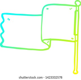 dibujo de línea de degradado frío de una bandera roja de dibujos animados