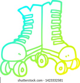 dibujo de línea de gradiente frío con botas de rodillo de dibujos animados