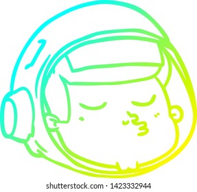 cold gradient line drawing of a cartoon astronaut face