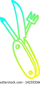dibujo de línea de gradiente frío de una pluma de dibujos animados