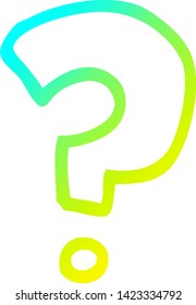 cold gradient line drawing of a cartoon question mark