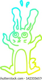 cold gradient line drawing of a cartoon frightened bunny