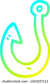 cold gradient line drawing of a cartoon fish hook