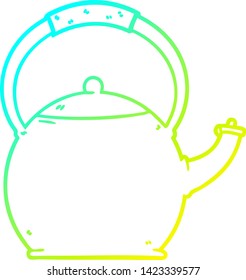 dibujo de línea de gradiente frío de un hervidor de dibujos animados