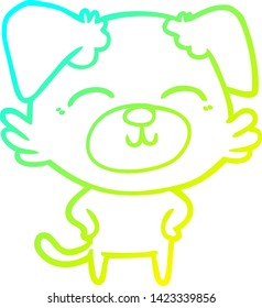 dibujo de línea de degradado frío de un perro de dibujos animados