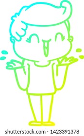 dibujo de una línea de gradiente frío de un niño riéndose de caricatura