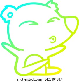 cold gradient line drawing of a cartoon whistling bear