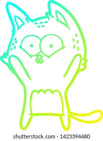 kalte Farbverlauf-Linienzeichnung einer Cartoon Katze