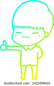 kalte Farbverlauf-Linienzeichnung eines Cartoon-Smug-Jungen