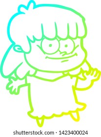 dibujo de una mujer sonriente con gradiente frío