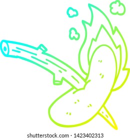dibujo de línea de degradado frío de un perro caliente de dibujos animados