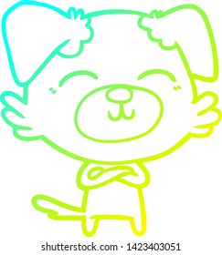 cold gradient line drawing of a cartoon dog