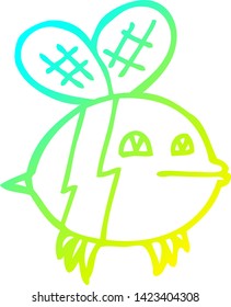 dibujo de línea de degradado frío de una abeja de dibujos animados