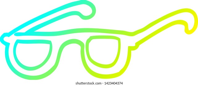 dibujo de línea de gradiente frío de una gafas de sol de dibujos animados