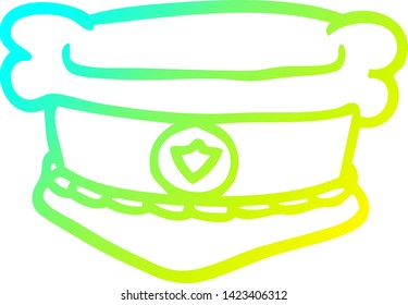 cold gradient line drawing of a cartoon police hat
