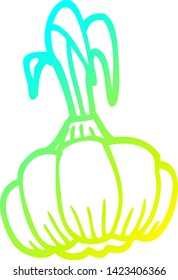 dibujo de línea de gradiente frío de una caricatura que brota ajo