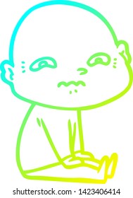 cold gradient line drawing of a cartoon nervous man