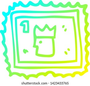 kalte Farbverlauf-Linie Zeichnung einer Cartoon-Stempel mit königlicher Oberfläche