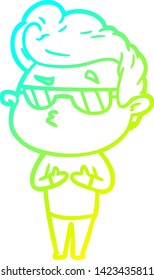 cold gradient line drawing of a cartoon cool guy