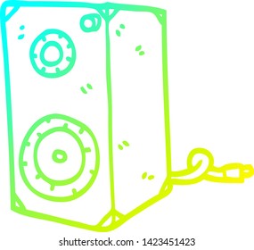 cold gradient line drawing of a cartoon speaker box