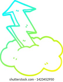 dibujo de línea de degradado frío de una flecha de crecimiento de dibujos animados