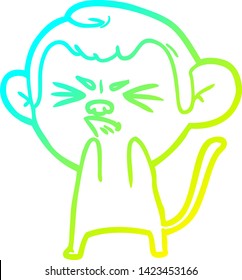 cold gradient line drawing of a cartoon annoyed monkey