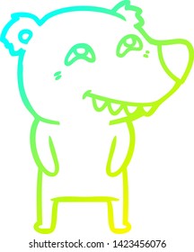 cold gradient line drawing of a cartoon polar bear showing teeth