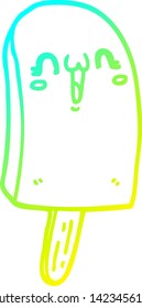 dibujo de línea de gradiente frío de una caricatura helada lolly