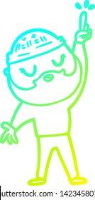 cold gradient line drawing of a cartoon man with beard
