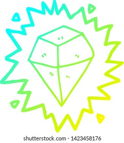 dibujo de línea de degradado frío de un cristal brillante de dibujos animados