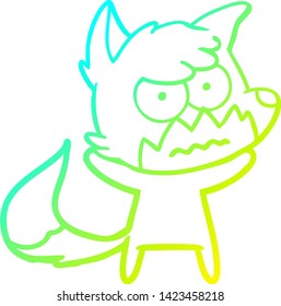 cold gradient line drawing of a cartoon annoyed fox