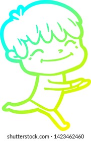 dibujo de línea de gradiente frío de un niño feliz de caricatura