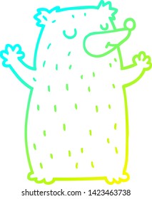 cold gradient line drawing of a cartoon bear