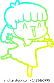 dibujo de línea de gradiente frío de una mujer caricaturista