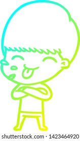 cold gradient line drawing of a cartoon rude man