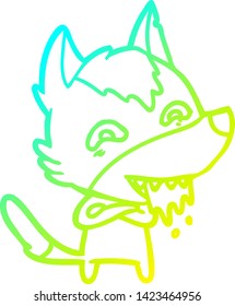 dibujo de una línea de degradado frío de un lobo hambriento de dibujos