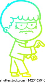 cold gradient line drawing of a cartoon illustration