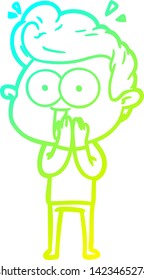 dibujo de línea de degradado frío de un hombre de dibujos animados