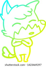 cold gradient line drawing of a cartoon fox