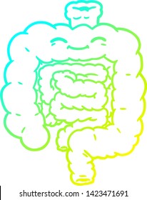 cold gradient line drawing of a cartoon intestines