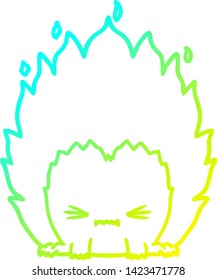 cold gradient line drawing of a cartoon fire creature