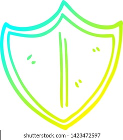 cold gradient line drawing of a cartoon shield